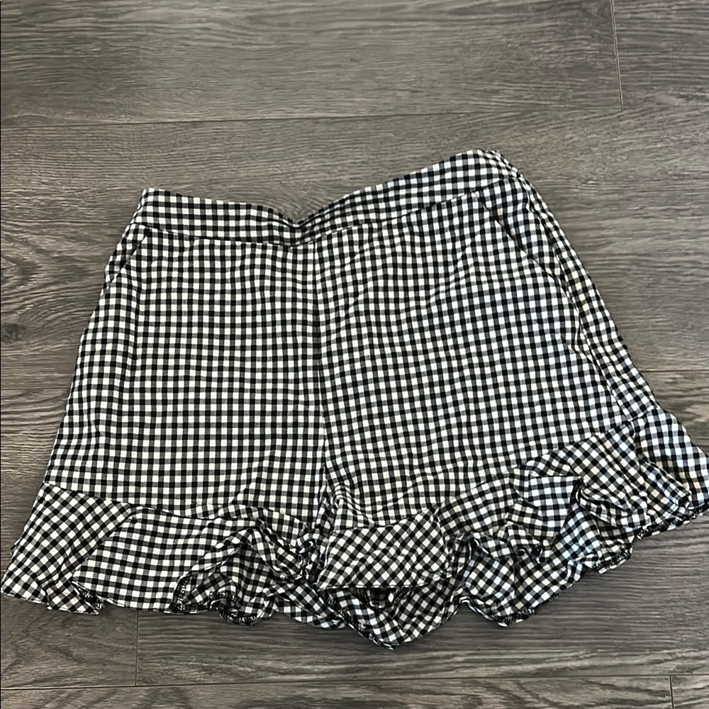 Black and White Gingham Ruffle Shorts
